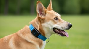A dog wearing a smart collar
